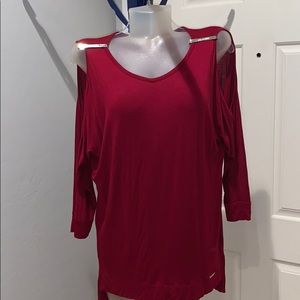 Michael Kors red shirt elegant silver accent Small